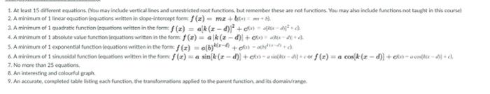 1 At Least 15 Different Equations Nou May Include Vertical Lines And Uncernicted Rock Functions But Remember These Ar 1