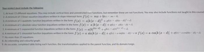 1 At Least 15 Different Equations Nou May Include Vertical Lines And Uncernicted Rock Functions But Remember These Ar 2