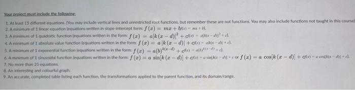 Youtlet Mis Include The Following 1 At Least 15 Different Equation You May Include Vertical Lines And Unrestricted Ro 1