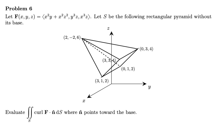 Problem 6 Let F X Y Z X Y X2x2 Yz Xoz Let S Be The Following Rectangular Pyramid Without Its Base 2 2 6 1