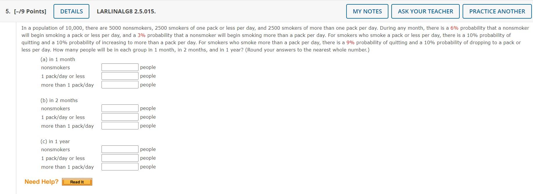 5 19 Points Details Larlinalg8 2 5 015 My Notes Ask Your Teacher Practice Another In A Population Of 10 000 There 1