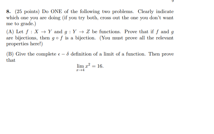 8 25 Points Do One Of The Following Two Problems Clearly Indicate Which One You Are Doing If You Try Both Cross Ou 1