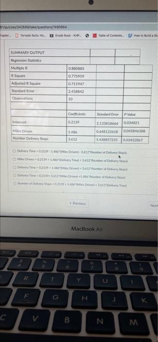 3 12 What Is The Estimated Regression Equation That Can Be Used To Predict The Delivery Time For A Certain Product Given 2