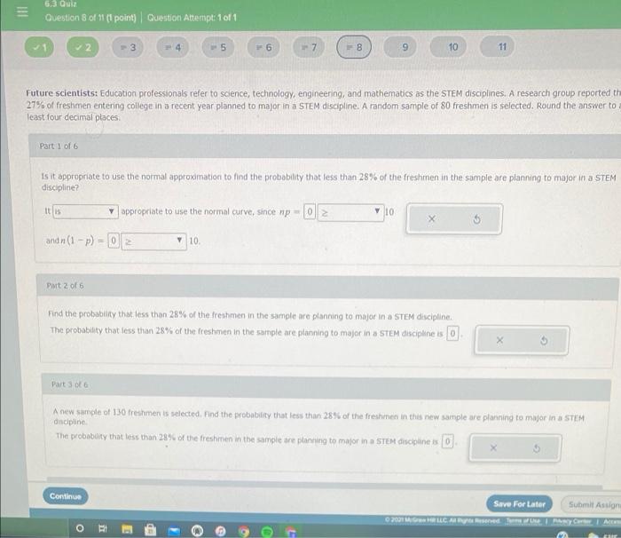 6 3 Q2 Lll Question 8 Of 9 1 Point Question Attempt 1011 2 3 24 5 6 7 8 9 10 11 Future Scientists Education Profes 1