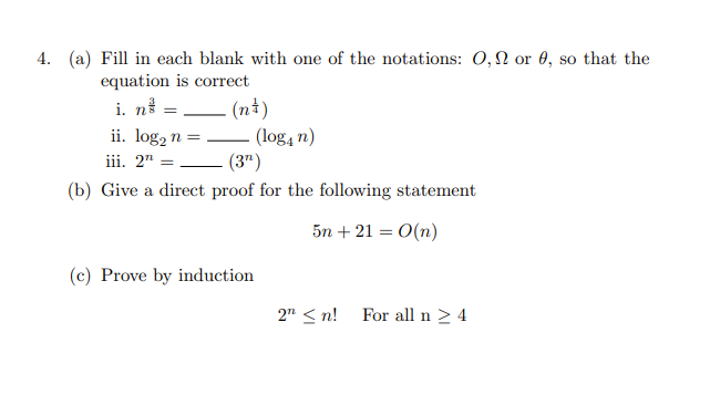 4 A Fill In Each Blank With One Of The Notations 0 2 Or E So That The Equation Is Correct I Ni Nt Ii Log2 Nr 1