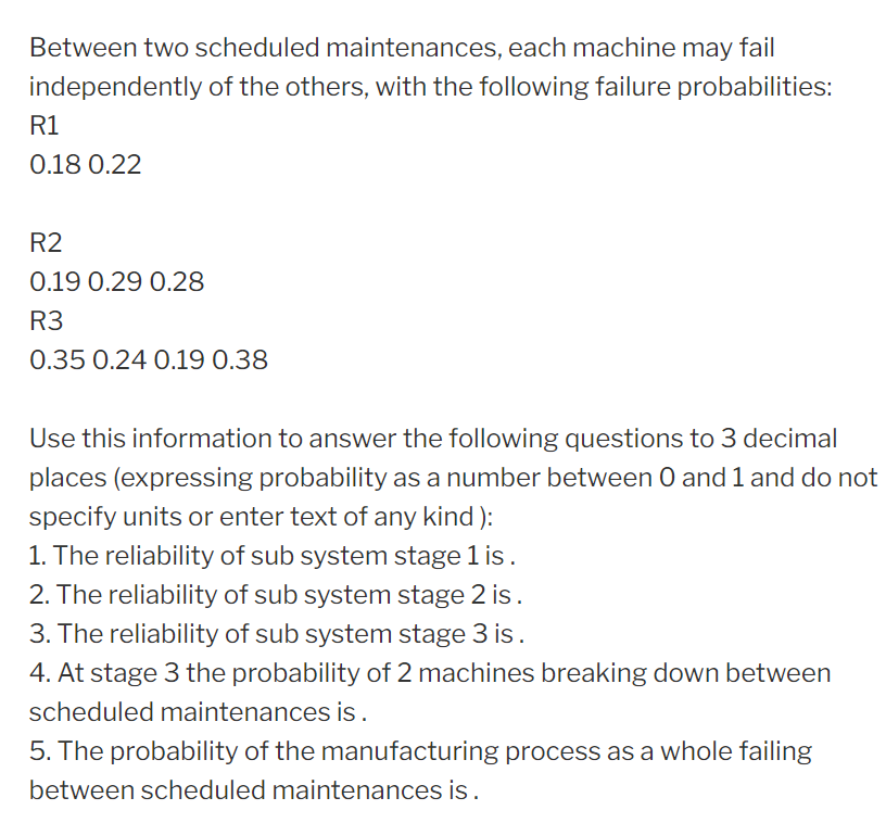 1 Consider A Manufacturing Process Composed Of Three Stages R1 R2 And R3 Stage One Consists Of 2 Machines Arrange 2