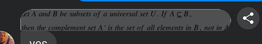 Let A And B Be Subsets Of A Universal Set U If A Cb Then The Complement Set A Is The Set Of All Elements In B Not In 1