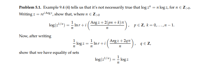Problem 5 1 Example 9 4 4 Tells Us That It S Not Necessarily True That Log 2 N Log2 For N E Zx Writing Z Rei Ar 1