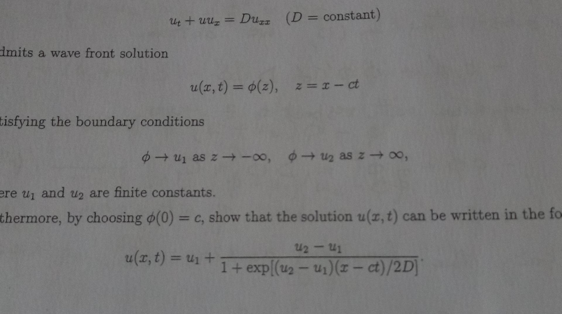 Ut Uur Duzz D Constant Hmits A Wave Front Solution U X T Z Z R Ct Tisfying The Boundary Conditions 1
