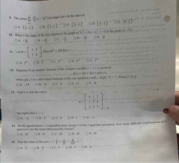 Ni Oa 7 7 Oa 11 Let M 9 The Series 20 2 Converges For X In The Interval Avasti 10 Od Moodustan Ob 1 Oc 1