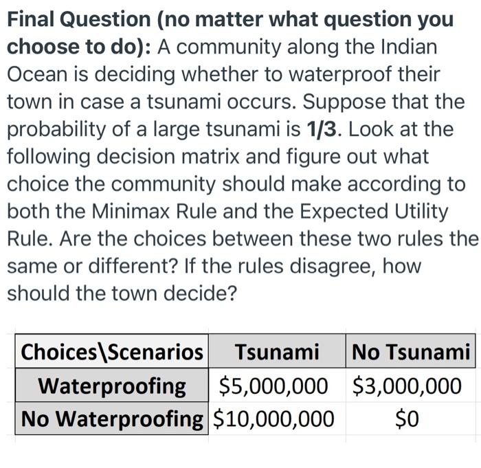 Final Question No Matter What Question You Choose To Do A Community Along The Indian Ocean Is Deciding Whether To Wat 1
