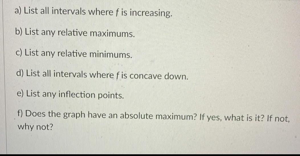 Use The Following Graph Off To Answer Parts A G Estimate If Needed 6 6 2 2 0 2 A List All Intervals Where 3