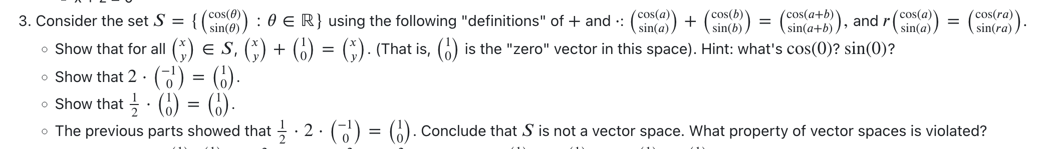 Co 0 B Sin A B And Roma Cos Ra Sin Ra 3 Consider The Set S Sin 0 R Using The Following 1