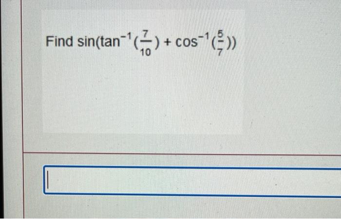 Find Sin Tan Cos 10 1