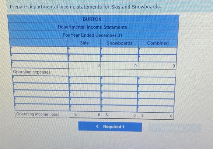 Burton Co Requests Assistance Allocating Costs And Determining The Profitability Of Its Two Departments Skis And Sno 3