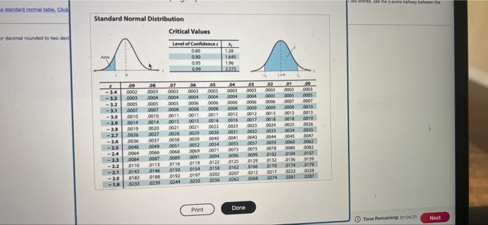 Use The Standard Normal Table To Find The Z Score That Corresponds To The Cumulative Area 0 0069 If The Area Is Not In 2