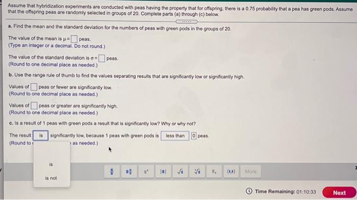 Assume That Hybridization Experiments Are Conducted With Peas Having The Property That For Offspring There Is A 0 75 Pr 1