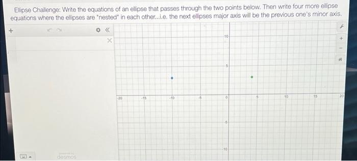 Elipse Challenge Write The Equations Of An Ellipse That Passes Through The Two Points Below Then Write Four More Ellip 1