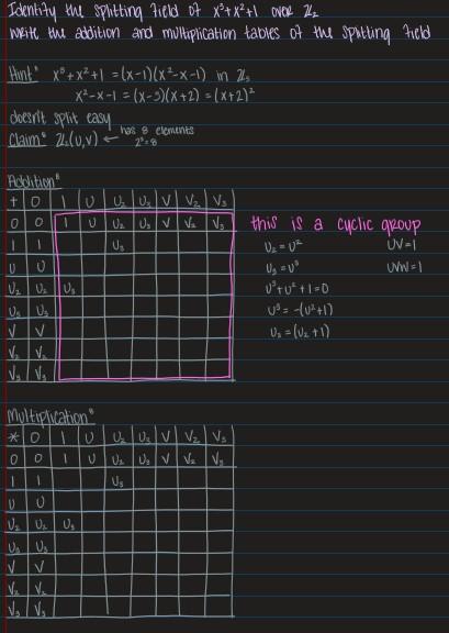 Identity The Splitting Field Of X3 X2 1 Over Z2 Write The Addition And Multiplication Tables Of The Splitting Field 1