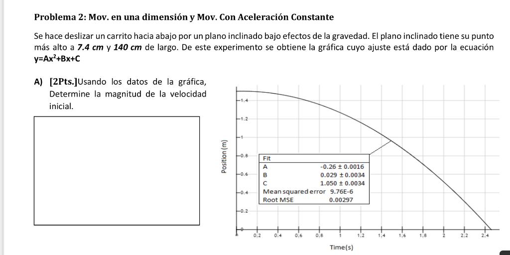Problema 2 Mov En Una Dimension Y Mov Con Aceleracion Constante Se Hace Deslizar Un Carrito Hacia Abajo Por Un Plano 1