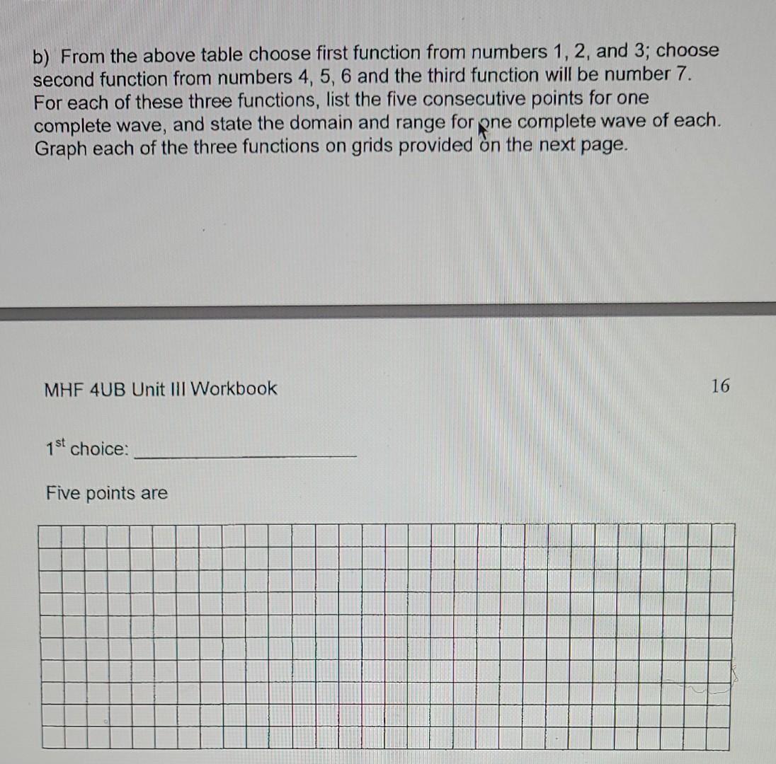 B From The Above Table Choose First Function From Numbers 1 2 And 3 Choose Second Function From Numbers 4 5 6 And 1