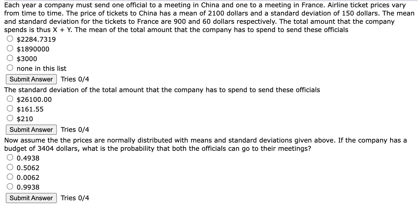 Each Year A Company Must Send One Official To A Meeting In China And One To A Meeting In France Airline Ticket Prices V 1