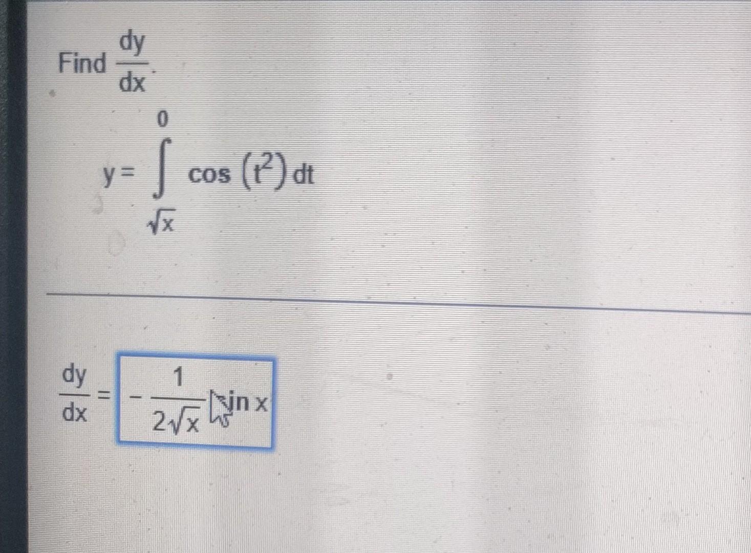 Dy Find Dx 0 2 Y I Cos 1 Di X 1 5l In X Dx 2v 1