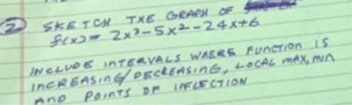 2 Sketch Txe Graph Of Fex 2x 5x2 24x 6 Includintelyals Waers Functions Increasing Dscensing Local Max Ma Points Tifle 1