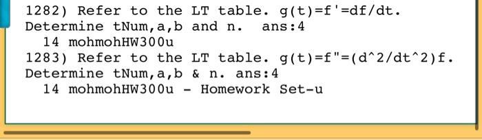 1282 Refer To The Lt Table G T F Df Dt Determine Tnum A B And N Ans 4 14 Mohmohhw300u 1283 Refer To The Lt Tabl 1