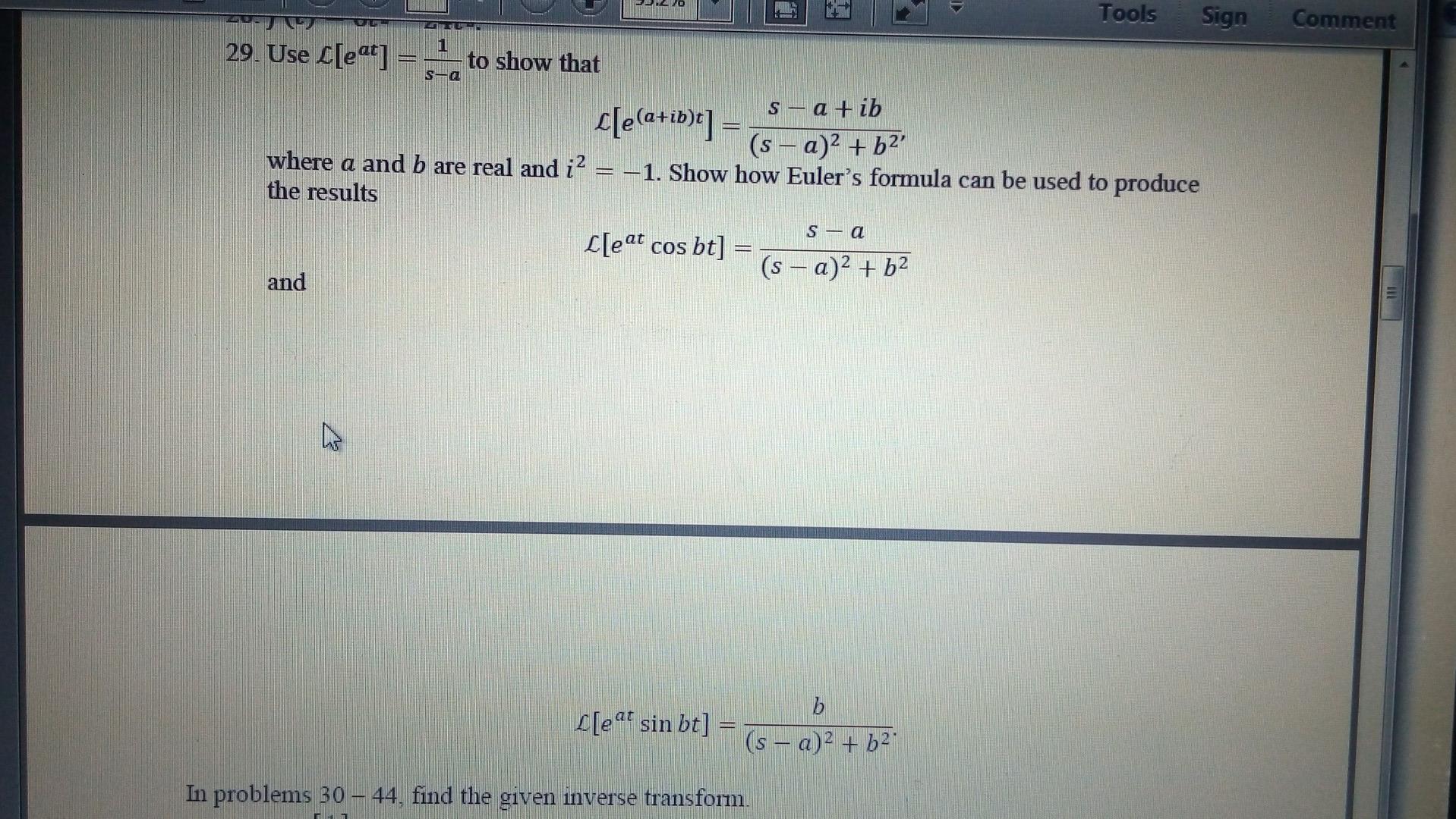 Tools Sign Comment 1 Sa 29 Use C Eat To Show That S A Ib E A Ib T A 2 B2 Where A And B Are Real And I 1