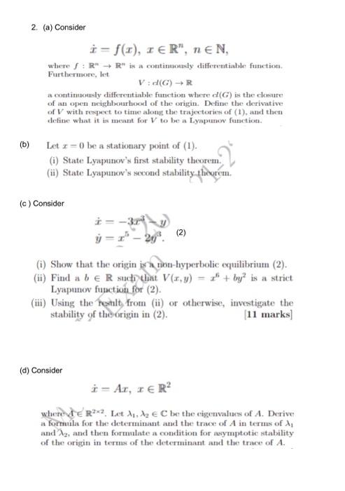 2 A Consider F X I Er Den Where R R Is A Continuously Differentiable Function Furthermore Let V D G 1