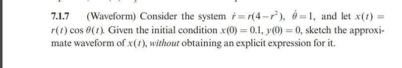 7 1 7 Waveform Consider The System R R 4 R 1 And Let X T R T Cos 0 T Given The Initial Condition X 0 1