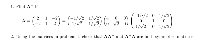 1 Find A If 4 0 A 2 1 2 1 2 1 2 6 Kz O 19 1 V2 0 1 2 1 0 1 2 2 1 2 2 Using The Matrices In Problem 1 1