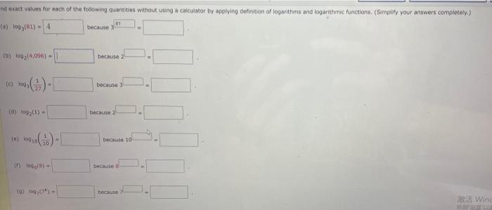 Nd Exact Values For Each Of The Following Quantities Without Using A Calculator By Applying Definition Of Logarithms And 2