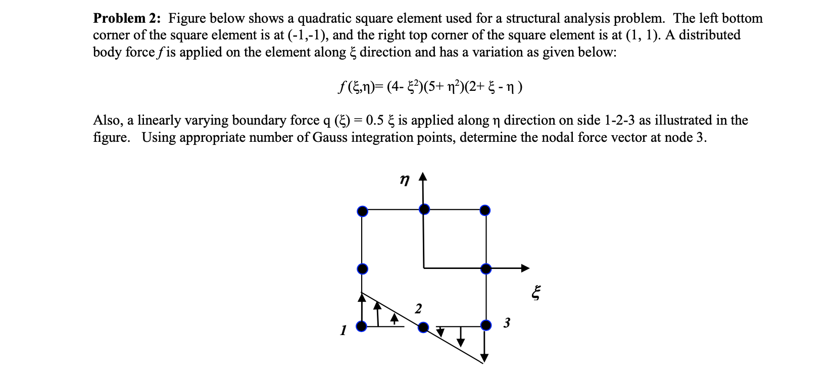 Problem 2 Figure Below Shows A Quadratic Square Element Used For A Structural Analysis Problem The Left Bottom Corner 1
