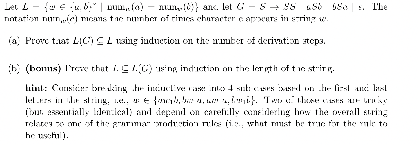 Let L W E A B Numw A Numw B And Let G S Ss Asb 6sa The Notation Numw C Means The Number Of 1