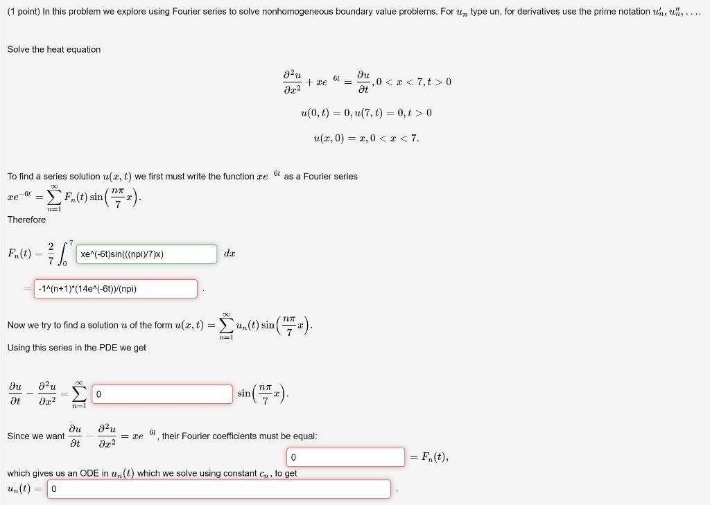 1 Point In This Problem We Explore Using Fourier Series To Solve Nonhomogeneous Boundary Value Problems For Un Type U 1