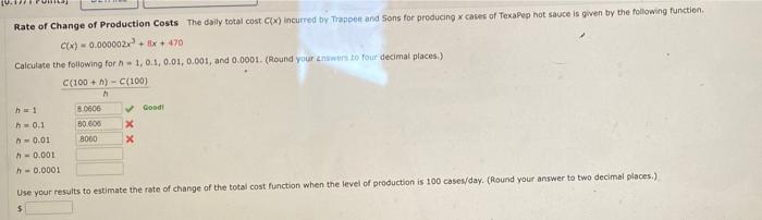 Rate Of Change Of Production Costs The Daily Total Cost Cx Incurred By Trappet And Sons For Producing X Cases Of Texa P 1