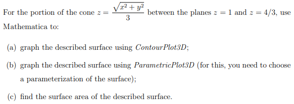 Solve Using Mathematica Only Do Not Solve By Hand 1