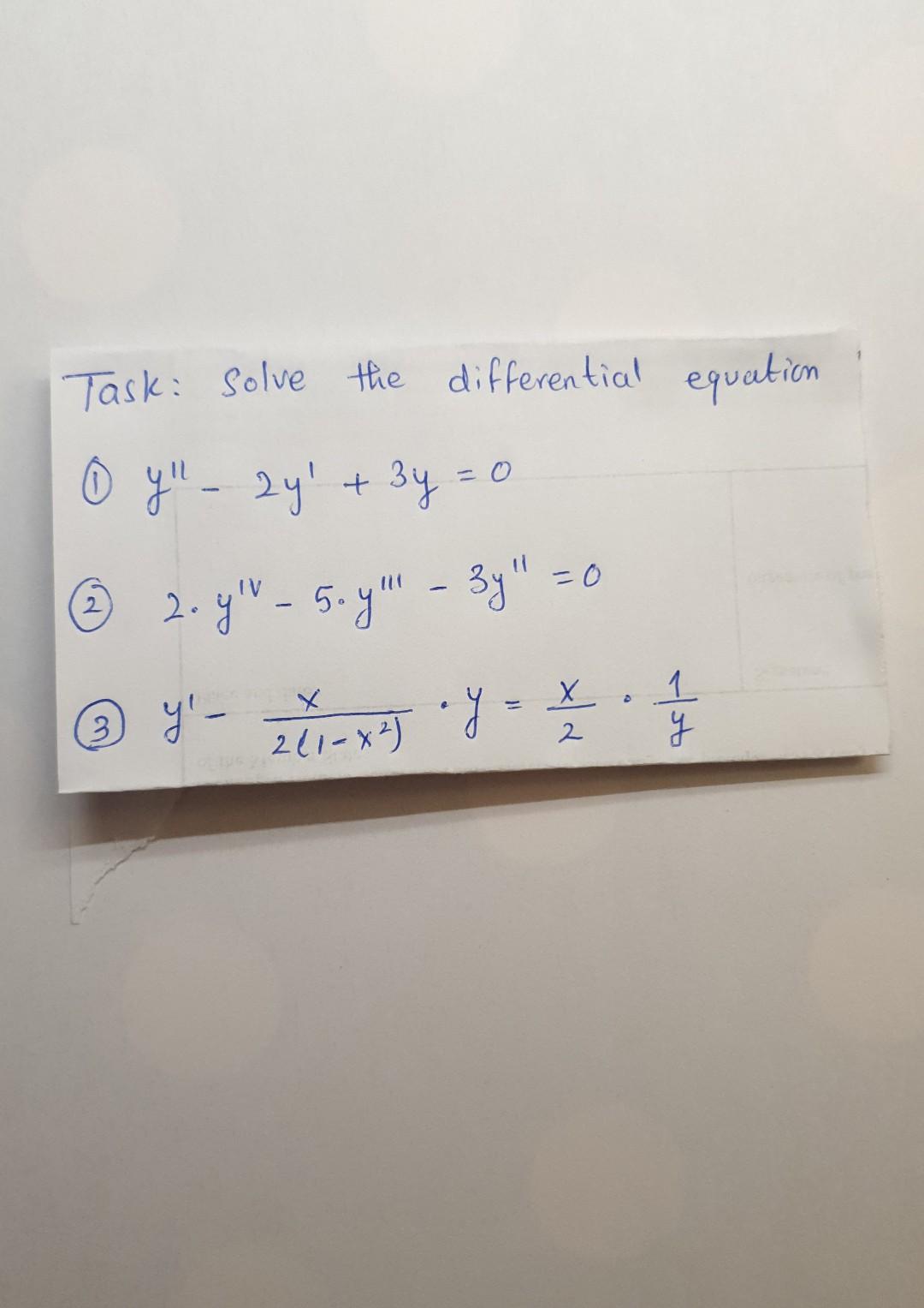 Task Solve The Differential Equation 0 Y 24 3y 0 5 2 Yn 5 4 37 3 Y Y X X2joy X X 1 2 Y 261 1