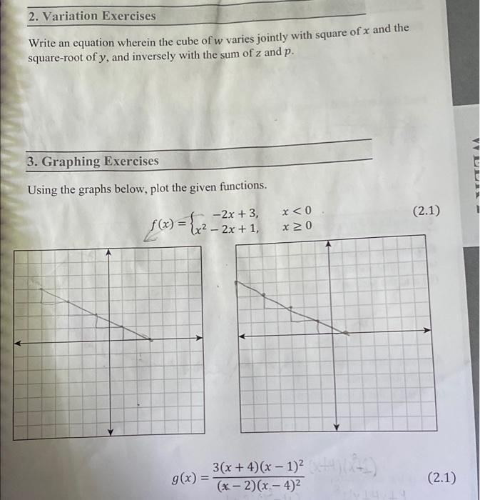 2 Variation Exercises Write An Equation Wherein The Cube Of W Varies Jointly With Square Of X And The Square Root Of Y 1