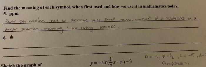 Find The Meaning Of Each Symbol When First Used And How We Use It In Mathematics Today 5 Ppm Million Used To Parts Su 1
