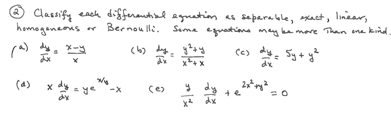 No Need To Solve Just State Which Type Of Differential Equation 1