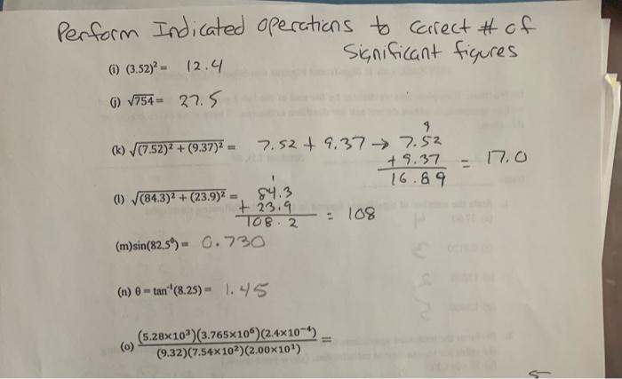 Perform Indicated Operations To Correct Of Significant Figures 3 52 2 12 4 6 754 27 5 17 0 9 K 7 52 2 1