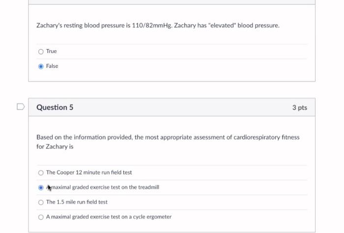Question 1 3 Pts How Many Risk Factors For The Development Of Cvd Does Zachary Have 3 O 1 Question 2 3 Pts What Is Za 4