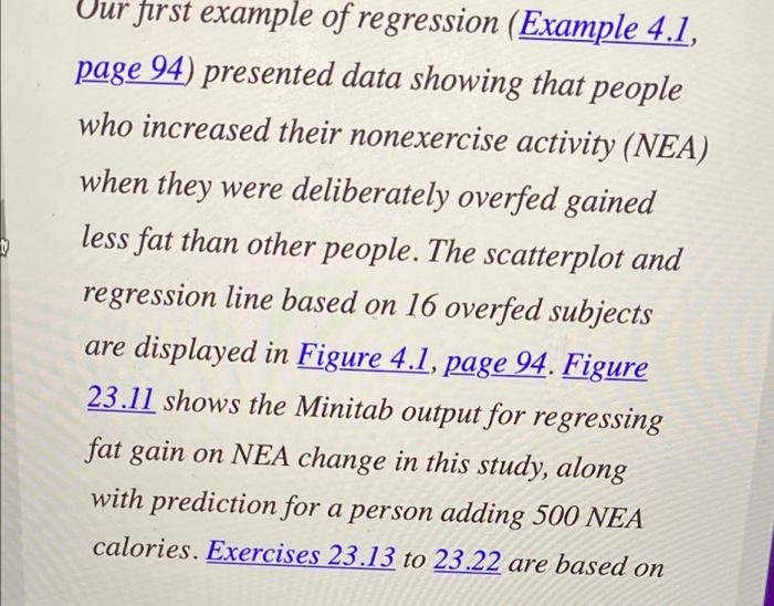 1 Our First Example Of Regression Example 4 1 Page 94 Presented Data Showing That People Who Increased Their Nonexerc 1