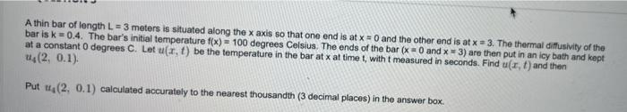 Athin Bar Of Length L 3 Meters Is Situated Along The X Axis So That One End Is At X 0 And The Other End Is At X 3 1