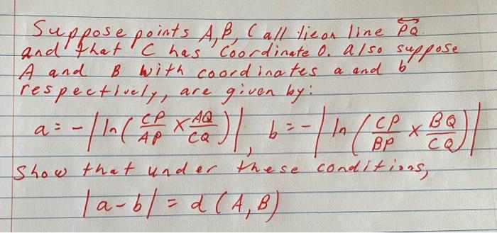 67 Suppose Points A B Call Licor Line Pa And That C Has Coordinate O Also Suppose A And B With Coordinates A And 6 Re 1