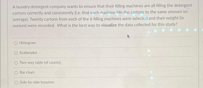 A Laundry Detergent Company Wants To Ensure That Their Filling Machines Are All Filling The Detergent Cartons Correctly 1