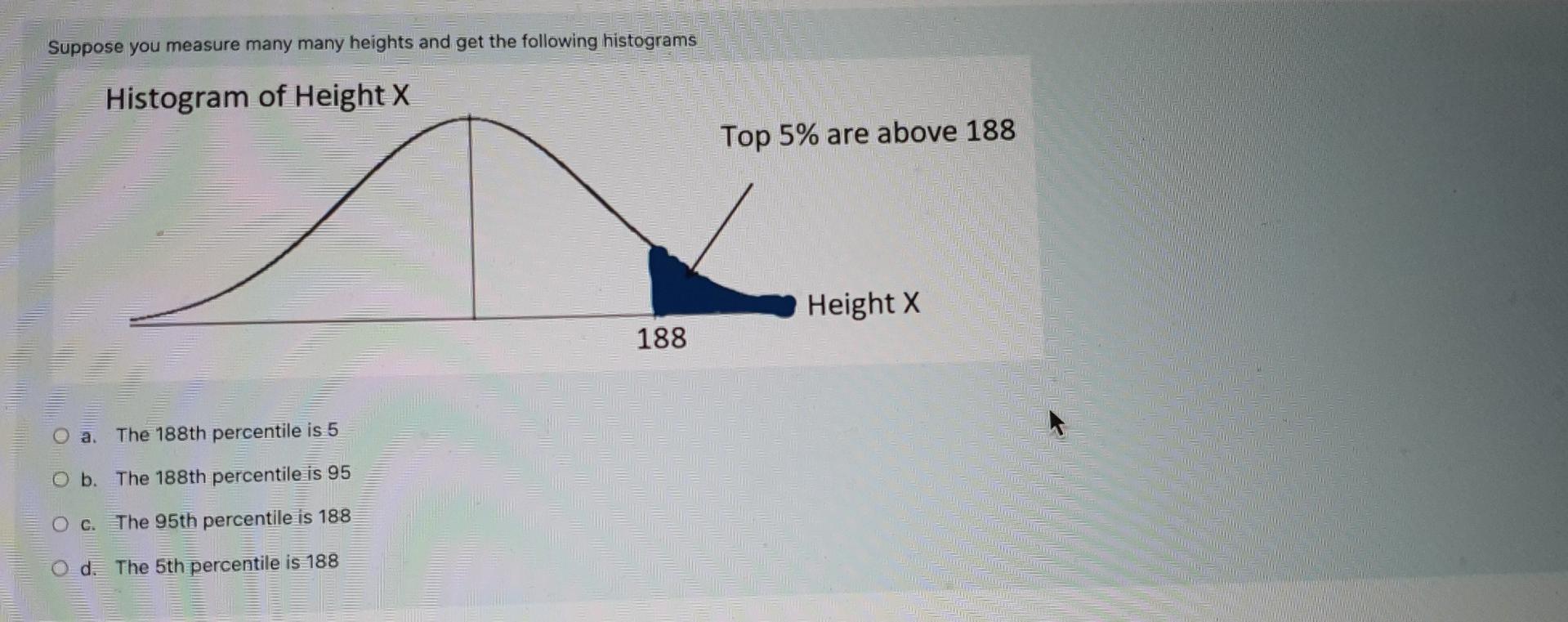 Suppose You Measure Many Many Heights And Get The Following Histograms Histogram Of Height X Top 5 Are Above 188 Height 1